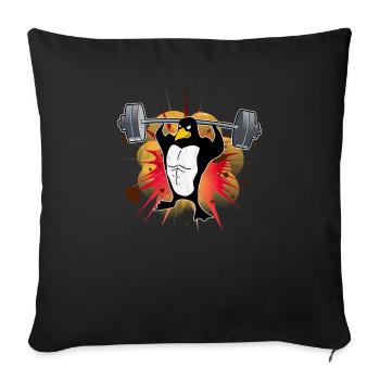 Fitness Penguin - Pumper Penguin - Sofa pillowcase 17,3'' x 17,3'' (45 x 45 cm) - black - Front