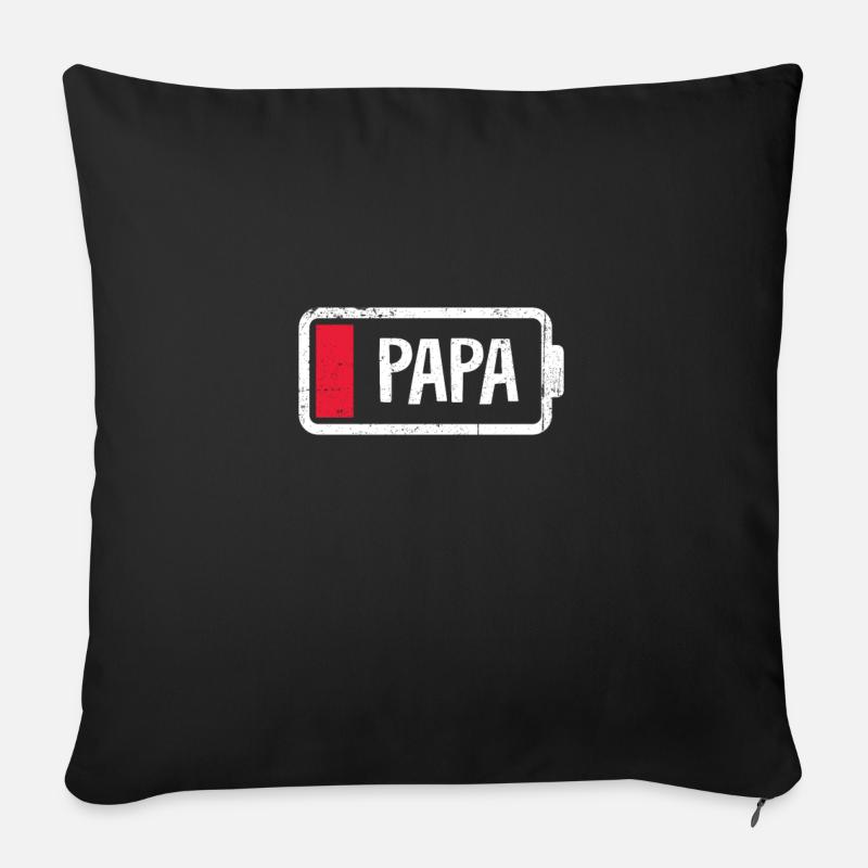 Papa batterie batterie énergie vide grunge - Housse de coussin décorative 45 x 45 cm - noir