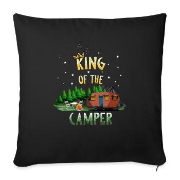 Camping King Camper Caravan Gift - Sofa pillowcase 17,3'' x 17,3'' (45 x 45 cm) - black - Front