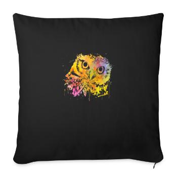 Owl - Sofa pillowcase 17,3'' x 17,3'' (45 x 45 cm) - black - Front
