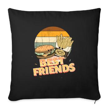 frites et burger Meilleurs amis - Housse de coussin décorative 45 x 45 cm - noir - Devant