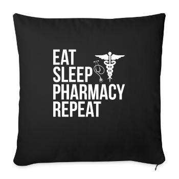 Blagues Pharmacien Design Quote Eat Sleep Pharmacist - Housse de coussin décorative 45 x 45 cm - noir - Devant