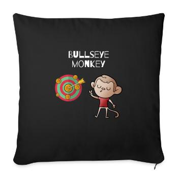Singe Bullseye - singe effronté sur un jeu de fléchettes - Housse de coussin décorative 45 x 45 cm - noir - Devant