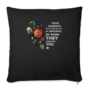 RPG Role Playing Game Gift Valentine's Day D20 Heart - Sofa pillowcase 17,3'' x 17,3'' (45 x 45 cm) - black - Front
