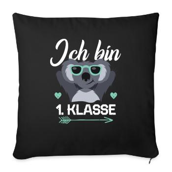 Ich bin 1. Klasse Einschulung Schulkind Kind Koala - Sofakissenbezug 45 x 45 cm - Schwarz - Vorne