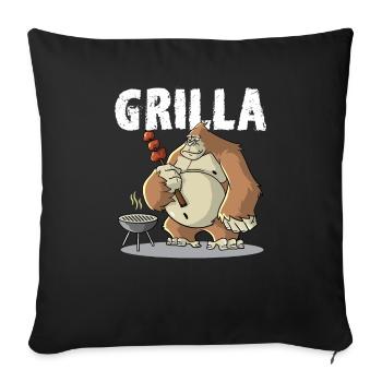 Grill Barbecue Fumeur Griller Gorille Dire Griller - Housse de coussin décorative 45 x 45 cm - noir - Devant
