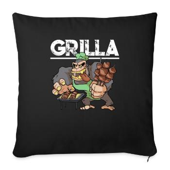 Grill Barbecue Fumeur Griller Gorille Dire Griller - Housse de coussin décorative 45 x 45 cm - noir - Devant