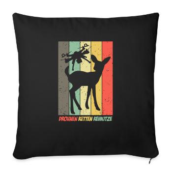 Drohne Drohnen fliegen Rehkitzrettung - Sofakissenbezug 45 x 45 cm - Schwarz - Vorne