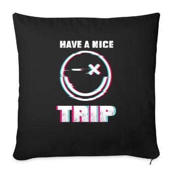 Bon voyage - Trippy Rave Party Techno - Housse de coussin décorative 45 x 45 cm - noir - Devant