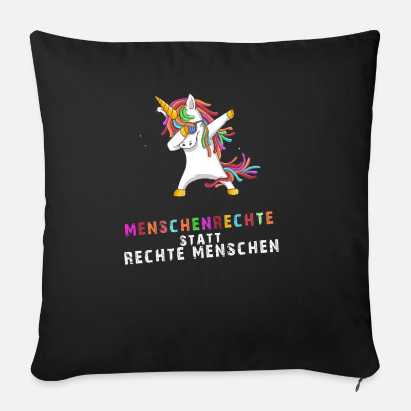 Menschenrechte statt Rechte Menschen - Einhorn - Sofakissenbezug 45 x 45 cm - Schwarz