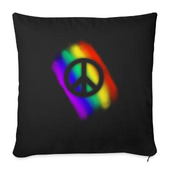 Rainbow Peace - Sofa pillowcase 17,3'' x 17,3'' (45 x 45 cm) - black - Front