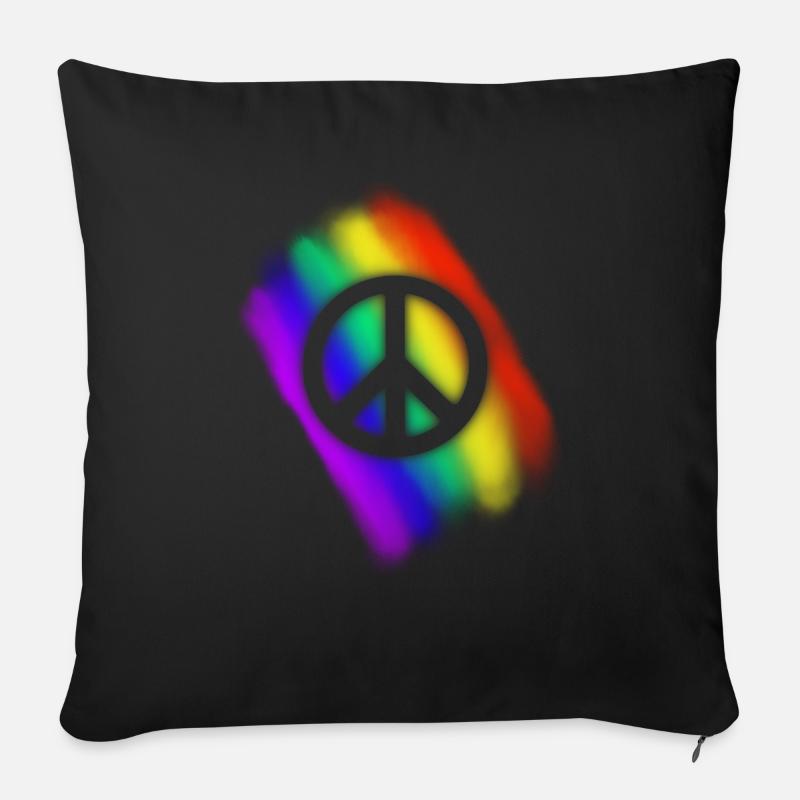 Regenbogen Peace - Sofakissenbezug 45 x 45 cm - Schwarz