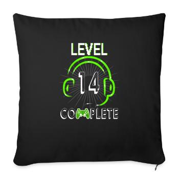 14th birthday gamer level 14 complete - Sofa pillowcase 17,3'' x 17,3'' (45 x 45 cm) - black - Front