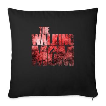 The Walking Mom mother and son daughter - Sofa pillowcase 17,3'' x 17,3'' (45 x 45 cm) - black - Front