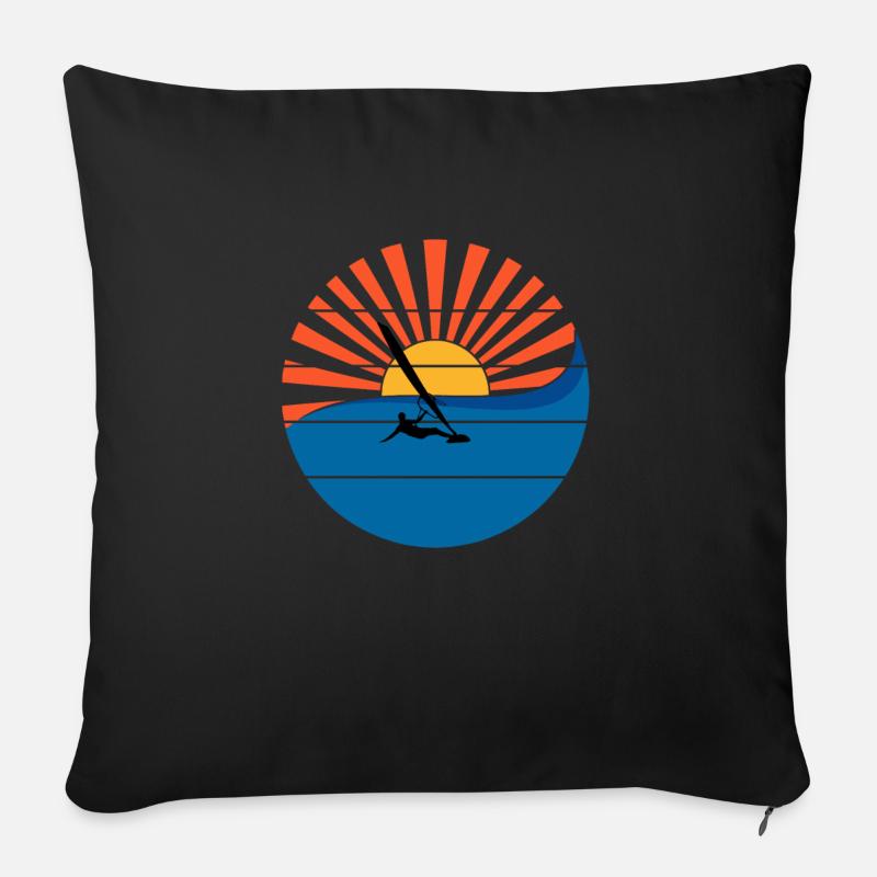 Windsurfer Sunset Windsurfing Windsurfing Gift - Sofa pillowcase 17,3'' x 17,3'' (45 x 45 cm) - black
