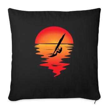Windsurfer Sunset Windsurfing Windsurfing Gift - Sofa pillowcase 17,3'' x 17,3'' (45 x 45 cm) - black - Front