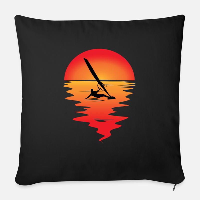 Windsurfer Sunset Windsurfing Windsurfen Geschenk - Sofakissenbezug 45 x 45 cm - Schwarz