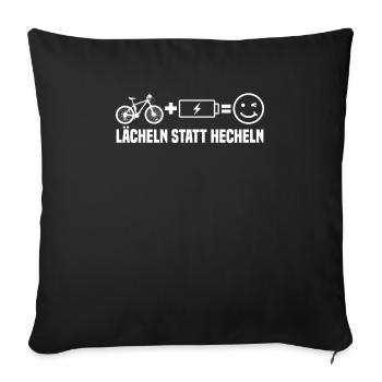 Fahrradfahren E-Bike Radfahrer Mountainbike - Sofakissenbezug 45 x 45 cm - Schwarz - Vorne