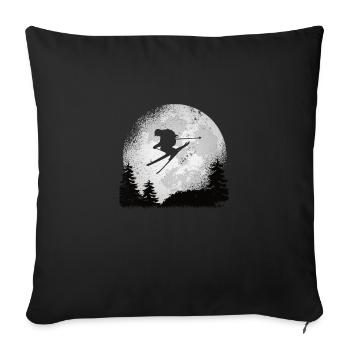 Idée cadeau ski skieur ski sports d'hiver - Housse de coussin décorative 45 x 45 cm - noir - Devant