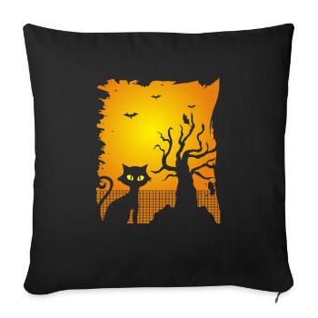 Funny Spooky Black Cat Halloween Bats Gift - Sofa pillowcase 17,3'' x 17,3'' (45 x 45 cm) - black - Front