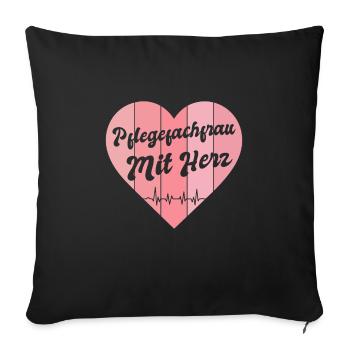 Altenpflege Krankenpflege Pflegekraft Mit Herz - Sofakissenbezug 45 x 45 cm - Schwarz - Vorne