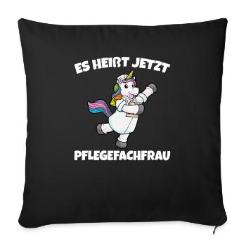 Altenpflege Krankenpflege Pflegekraft Einhorn - Sofakissenbezug 45 x 45 cm - Schwarz - Vorne