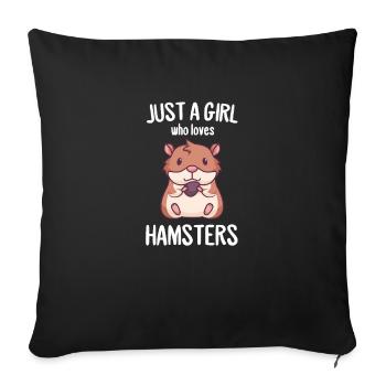 Fille le hamster aime l'amour des hamsters - Housse de coussin décorative 45 x 45 cm - noir - Devant