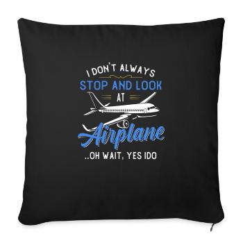 Aviator airplane flying runway gift - Sofa pillowcase 17,3'' x 17,3'' (45 x 45 cm) - black - Front