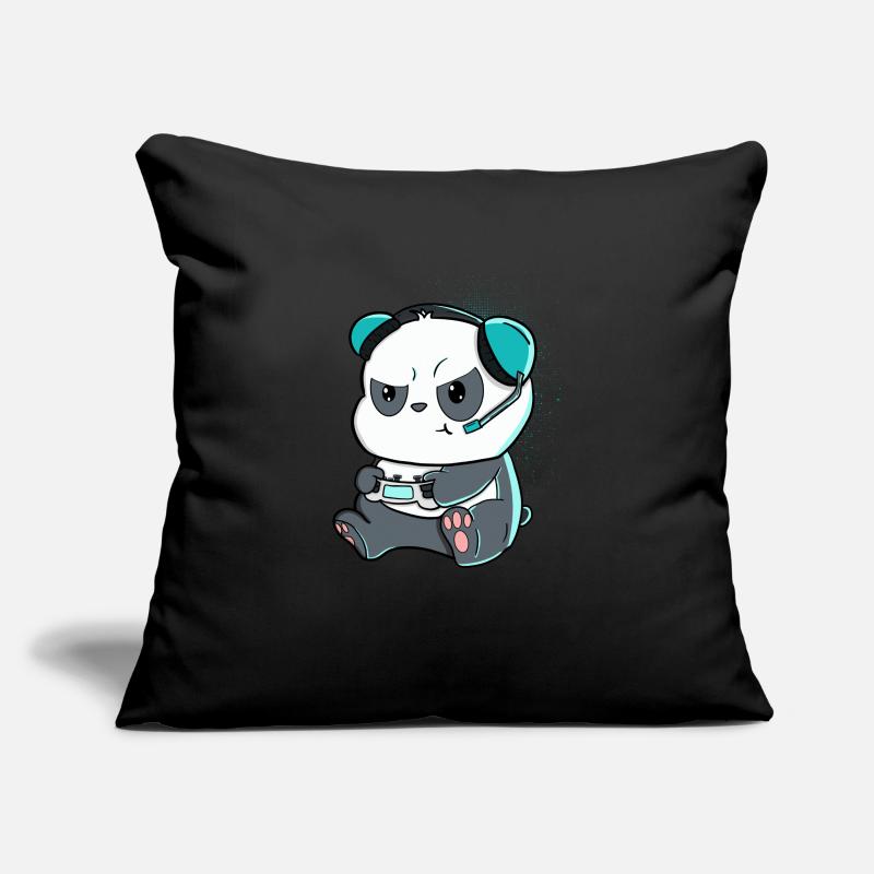 Comic-Style Panda with Controller and Headphone Sofa pillowcase 17,3'' x 17,3'' (45 x 45 cm)