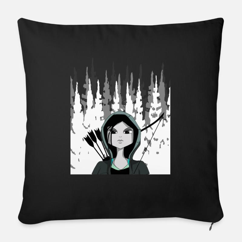 Archery, archery, women, gift - Sofa pillowcase 17,3'' x 17,3'' (45 x 45 cm) - black