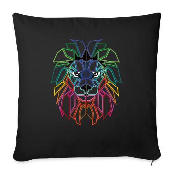 Lion Lion's Head Polygon - Sofa pillowcase 17,3'' x 17,3'' (45 x 45 cm) - black - Front