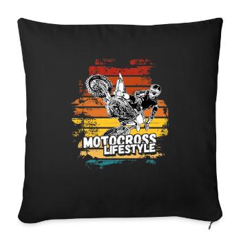 Motocross Design Enduro / Gift Idea / MX Retro - Sofa pillowcase 17,3'' x 17,3'' (45 x 45 cm) - black - Front