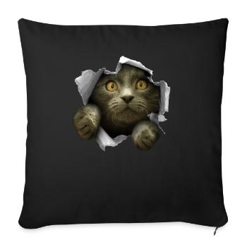 Kitten crack cute cat - Sofa pillowcase 17,3'' x 17,3'' (45 x 45 cm) - black - Front