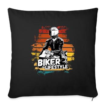 Motorcycle Lifestyle / Motorcycle / Motorcyclebiker - Sofa pillowcase 17,3'' x 17,3'' (45 x 45 cm) - black - Front