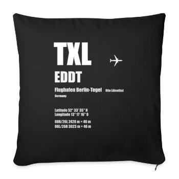 TXL Aéroport de Berlin-Tegel Cadeau - Housse de coussin décorative 45 x 45 cm - noir - Devant