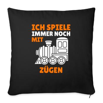 Modelleisenbahn Eisenbahn Spruch Geschenk Rentner - Sofakissenbezug 45 x 45 cm - Schwarz - Vorne
