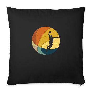 Basket basket basket basket joueur vintage - Housse de coussin décorative 45 x 45 cm - noir - Devant