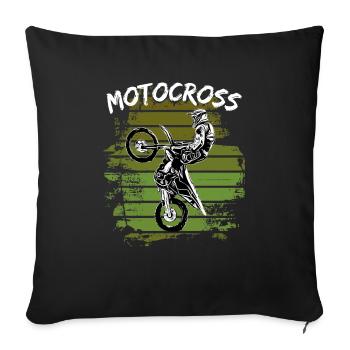 Motocross Design Enduro / Idée cadeau / MX Retro - Housse de coussin décorative 45 x 45 cm - noir - Devant