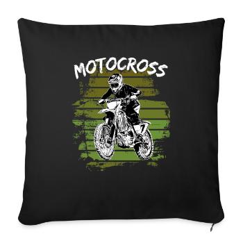 Motocross Design Enduro / Gift Idea / MX Retro - Sofa pillowcase 17,3'' x 17,3'' (45 x 45 cm) - black - Front