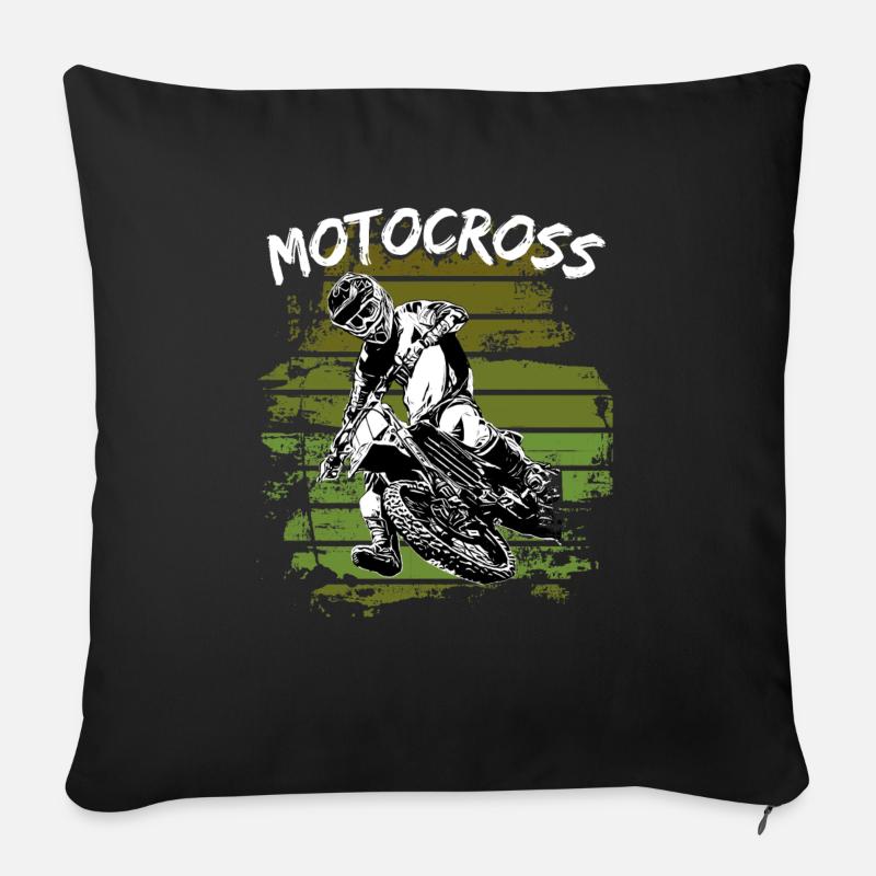 Motocross Design Enduro / Geschenkidee / MX Retro - Sofakissenbezug 45 x 45 cm - Schwarz