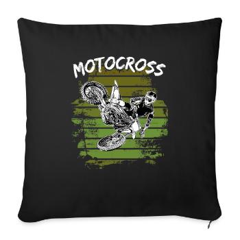 Motocross Design Enduro / Gift Idea / MX Retro - Sofa pillowcase 17,3'' x 17,3'' (45 x 45 cm) - black - Front