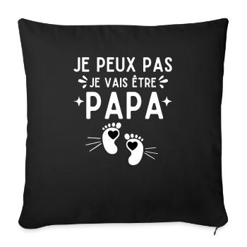 Je peux pas je vais être papa - futur papa bientôt - Housse de coussin décorative 45 x 45 cm - noir - Devant