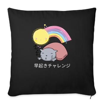 Wake Up Challenge Early Ranger Kawaii Katze - Sofakissenbezug 45 x 45 cm - Schwarz - Vorne