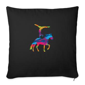 Voltigieren Chevau équestre équitation équitation équitation - Housse de coussin décorative 45 x 45 cm - noir - Devant