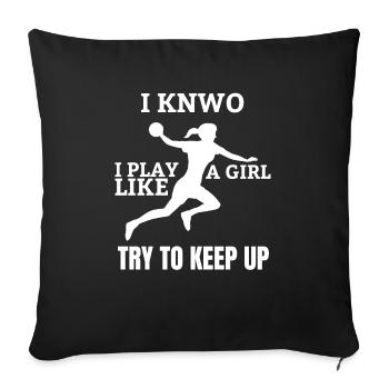 Handball féminin handball dames filles handball - Housse de coussin décorative 45 x 45 cm - noir - Devant