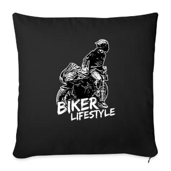 Motorcycle Lifestyle / Moto / moto biker - Housse de coussin décorative 45 x 45 cm - noir - Devant
