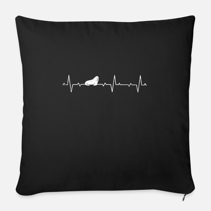 Walross Herzschlag Robben Seehund Meerestiere - Sofakissenbezug 45 x 45 cm - Schwarz