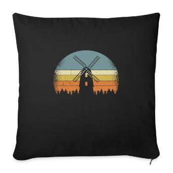 Winde-moulin Pays-Bas Énergie éolienne - Housse de coussin décorative 45 x 45 cm - noir - Devant