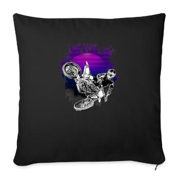 Motocross Design Enduro / Idée cadeau / MX Retro - Housse de coussin décorative 45 x 45 cm - noir - Devant