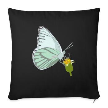Butterfly with flower - Sofa pillowcase 17,3'' x 17,3'' (45 x 45 cm) - black - Front